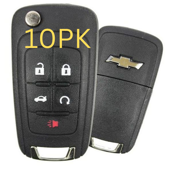 (10pk) 5 Button Chevrolet Flip Key PEPS OHT05918179 / 13500319 (OEM Refurbished)