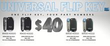 Load image into Gallery viewer, 4 Button Kia Soul UNIVERSAL Flip Key SY5SKRGE04 / 95430-K0000, K0100, K0010, K0110 (OEM Refurbished)
