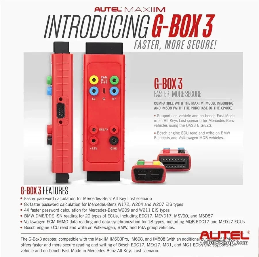 Autel New G-BOX3 Key Programming Adapter for Mercedes Benz for Autel MAXIIM IM608, IM608PRO and IM508 - Southeastern Keys